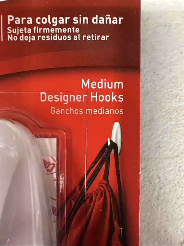 3M Command 2 Medium Designer HOOKS 4 STRIPS Multi-Use White 17081 - 2 Packs {59 gallery