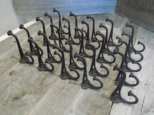 25 Rustic Cast Iron Coat Hat Wall Hooks Restore School Farm Towel Bath Kitchen gallery