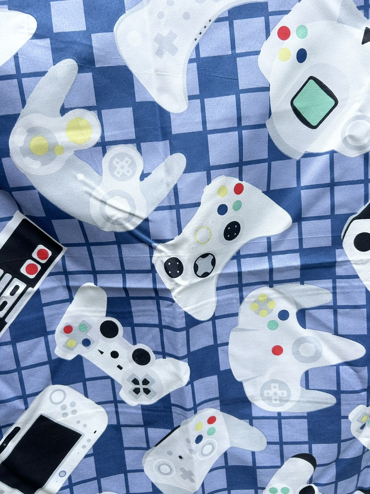 Video Game Controllers Pillow Shams SET/2 Standard Size Gaming Blue Gingham gallery