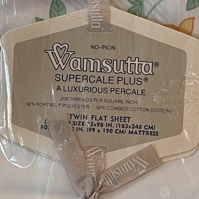 Wamsutta Twin Flat Sheet Percale Plus Victoria Stripe Floral Vintage gallery