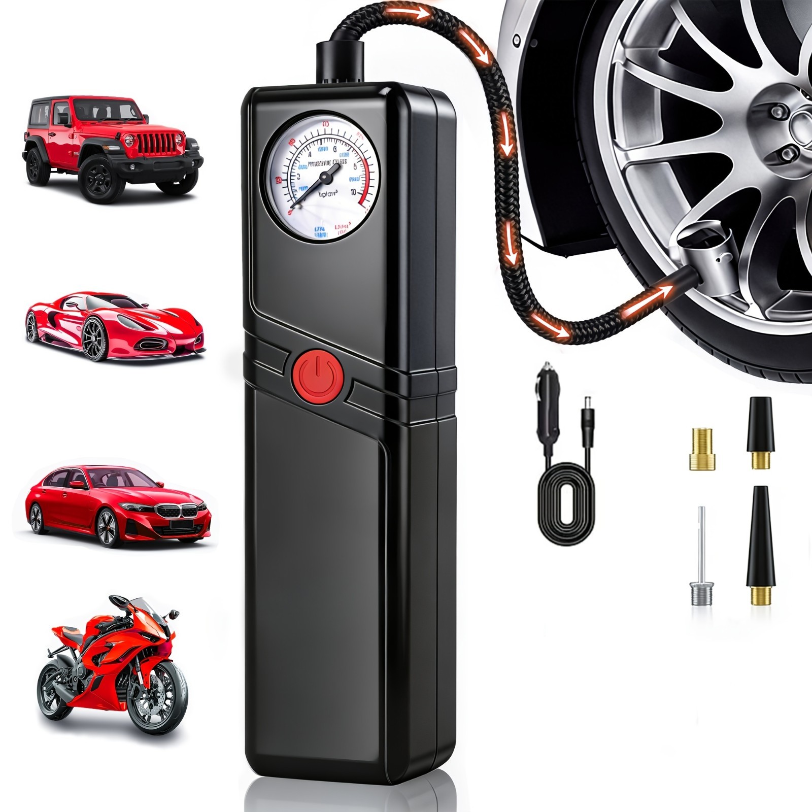 12000A Portable Wireless Car Inflator Hand Pump with LED Lighting 1500mAh gallery