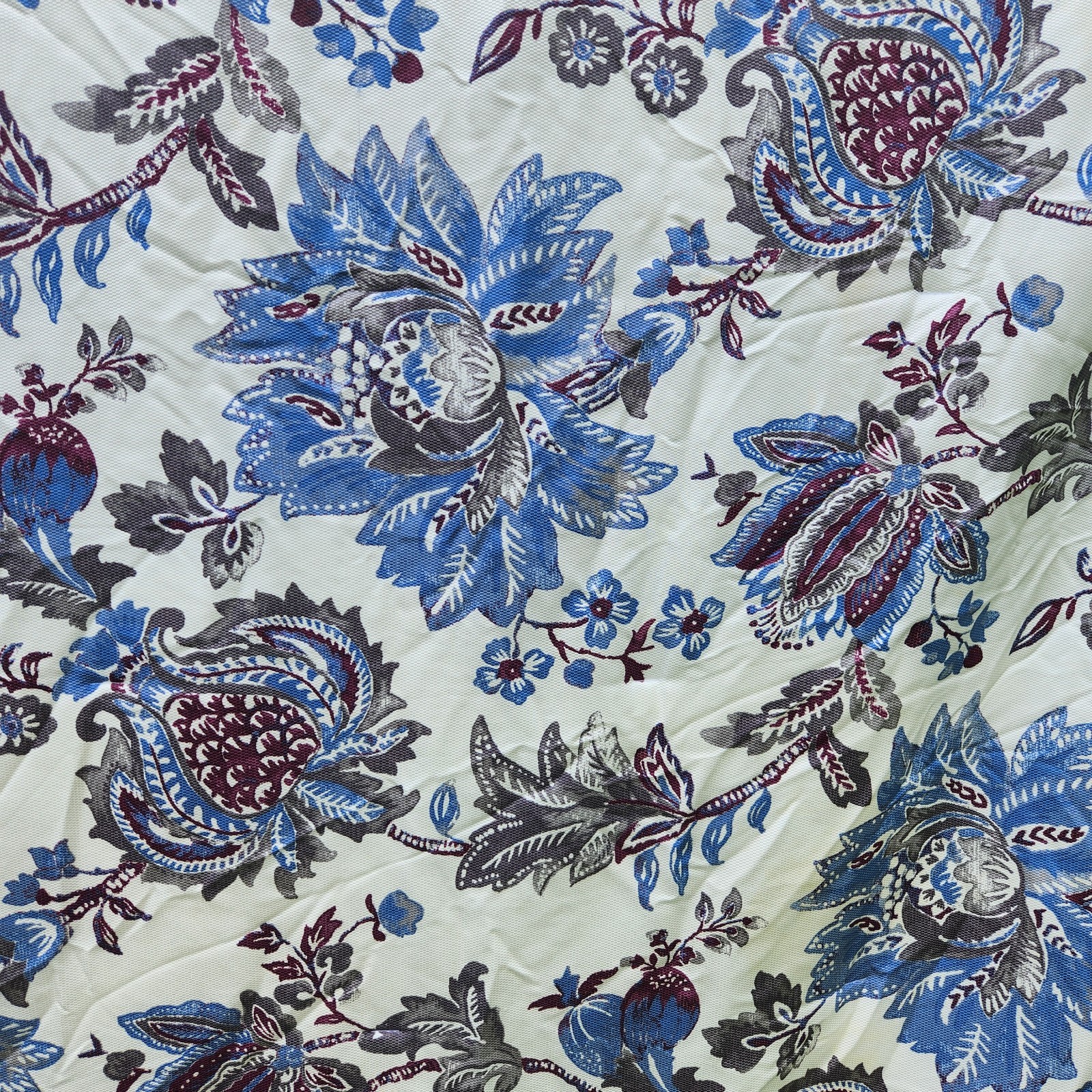 MARTHA STEWART Queen COMFORTER+(2) SHAMS Floral White Blue Purple Jacobian Print gallery