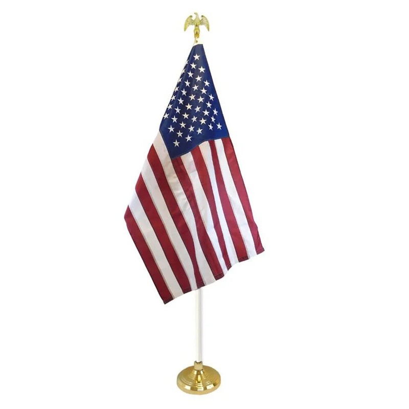 8ft White Aluminum Flag Pole Only (Eagle Top) - Perfect for Office Indoor Use gallery