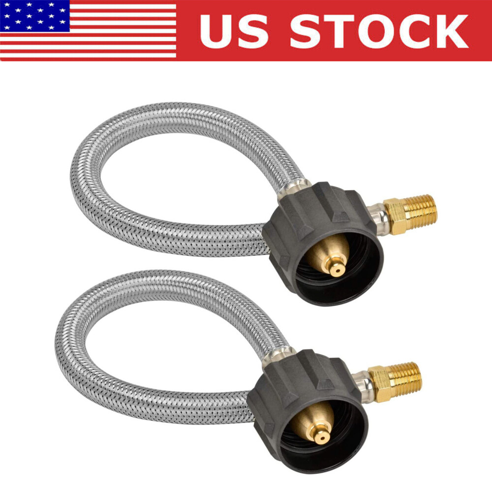 2PCS RV Trailer 15" Pig Tail LP Propane Gas Hose Adapter Tank Connection US gallery
