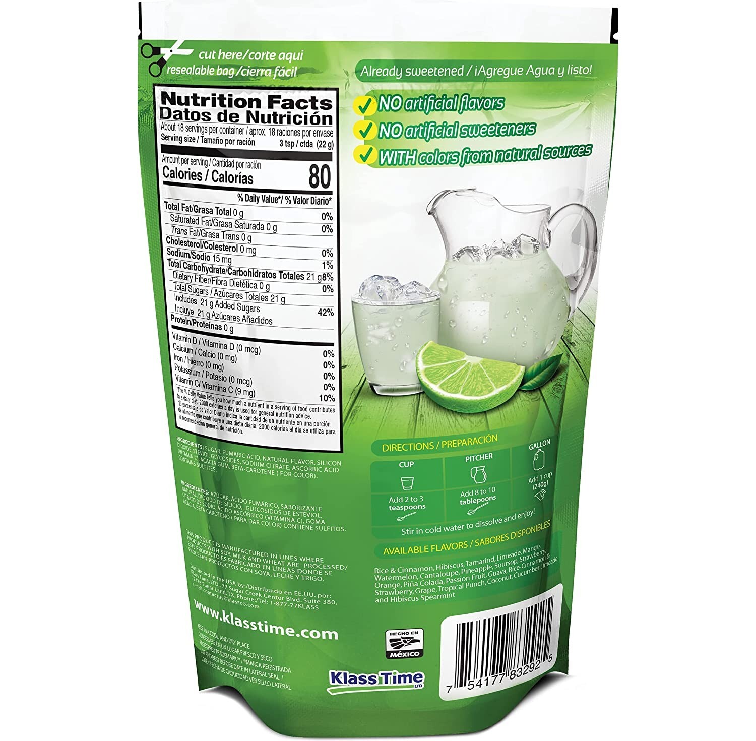 2 PACK KLASS LEMONADE (LIMON)NO ARTIFICIAL FLAVORS DRINK MIX 14.1 OZ EACH gallery