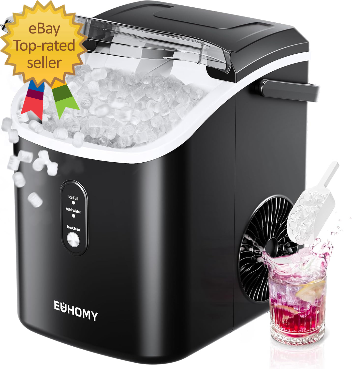 Nugget Ice Maker Countertop with HandleReady in 6 Mins 34Lbs per Day Removable gallery