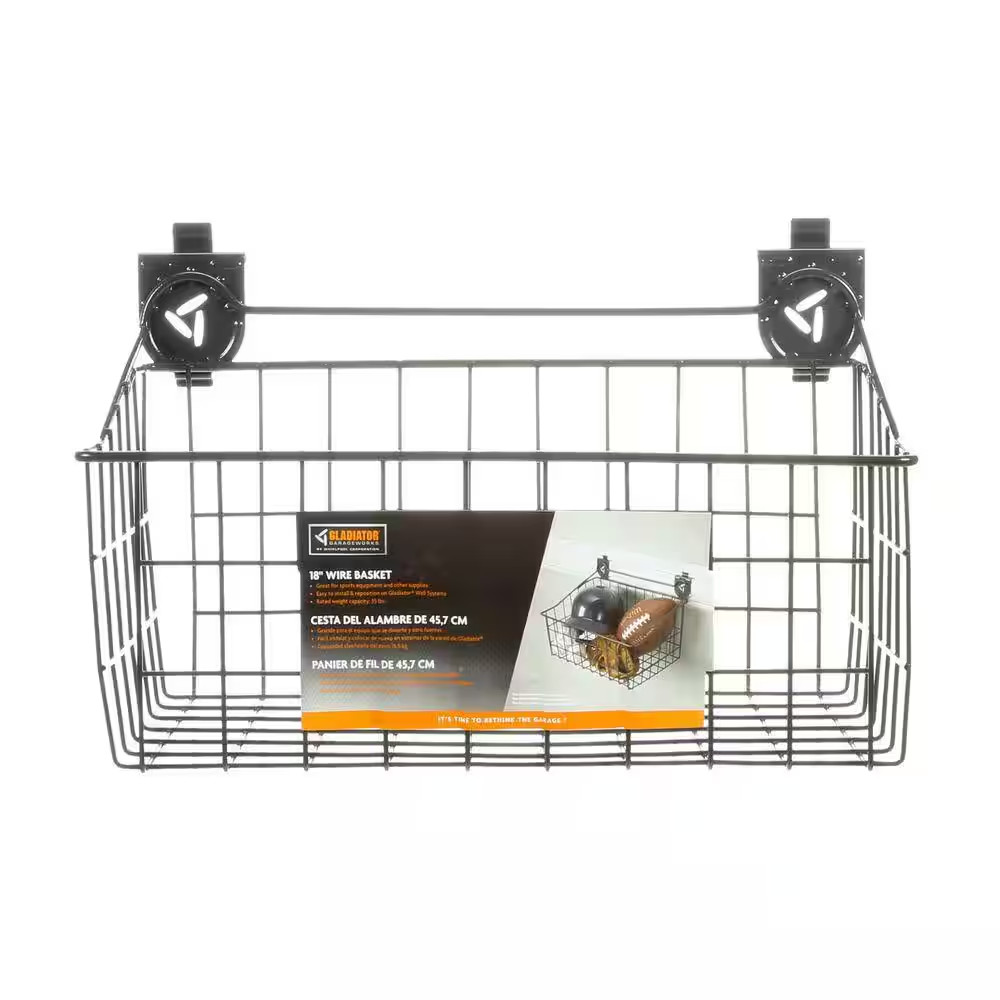 18 In. W X 12 In. D Ventilated Wire Basket Garage Storage for Geartrack or Gearw gallery