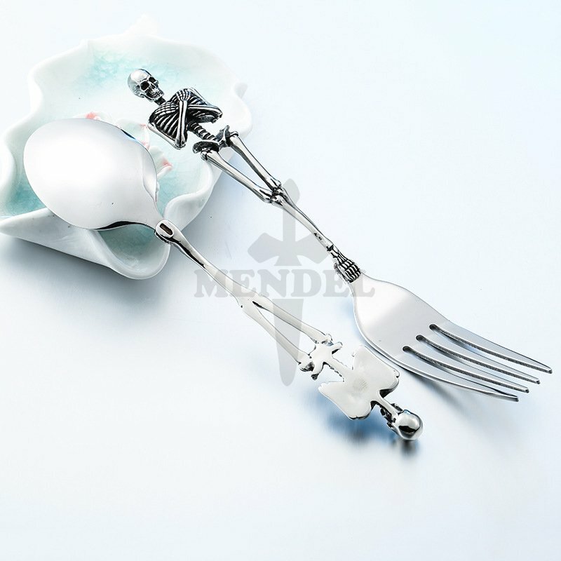 Stainless Steel Halloween Kitchen Gothic Skull Fork Spoon Silverware Decor Item gallery