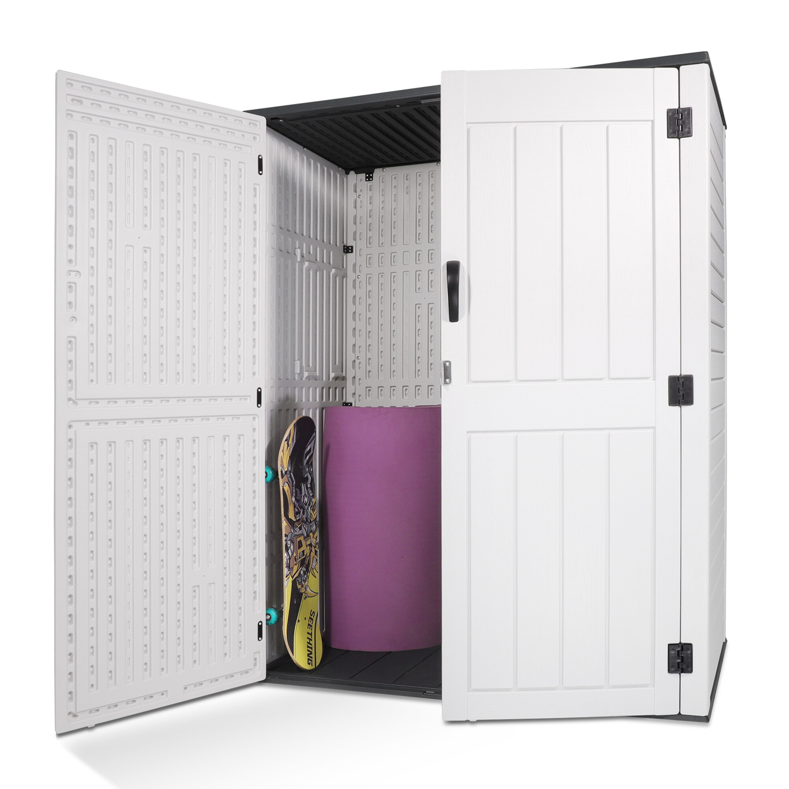 52 Cu.Ft Outdoor Storage Box Horizontal Resin Patio Garden Shed w/ Lockable Door gallery