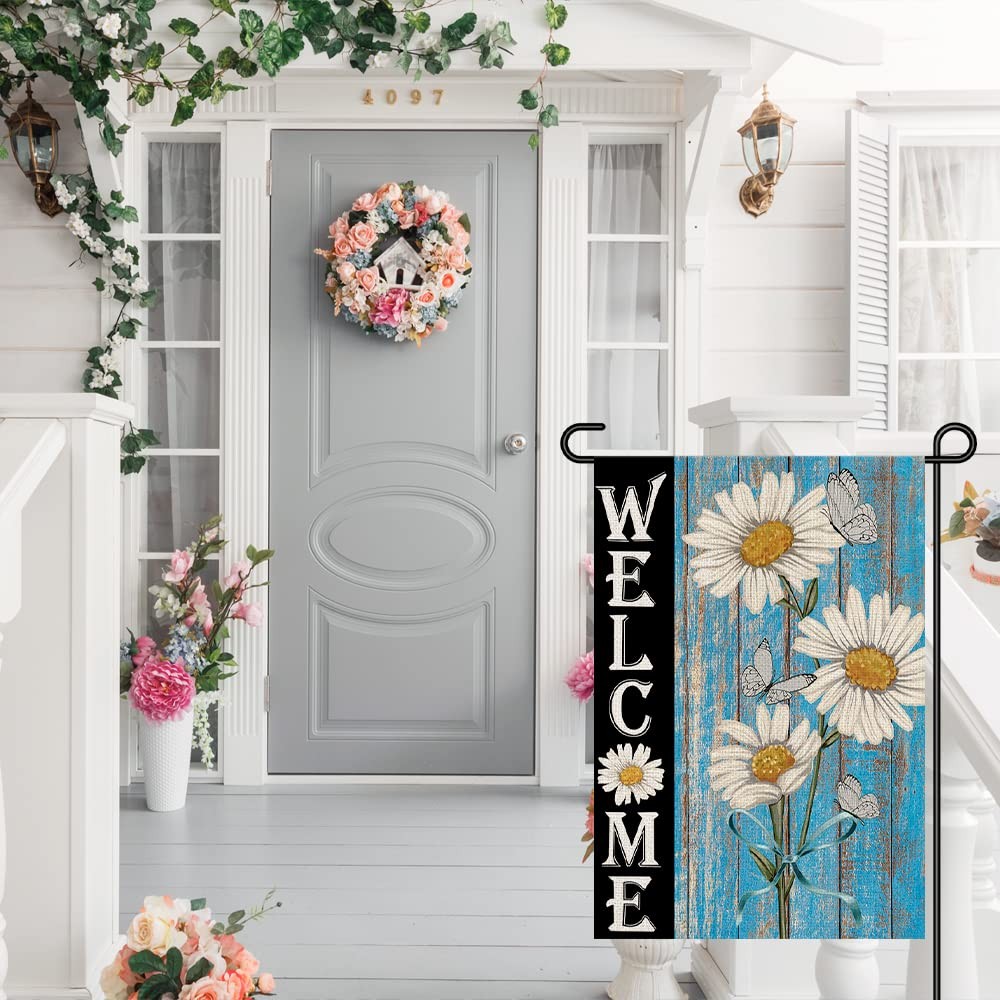 Welcome Daisy Spring Garden Flag 12x18 Inch Burlap 12" X 18", Multicolor gallery