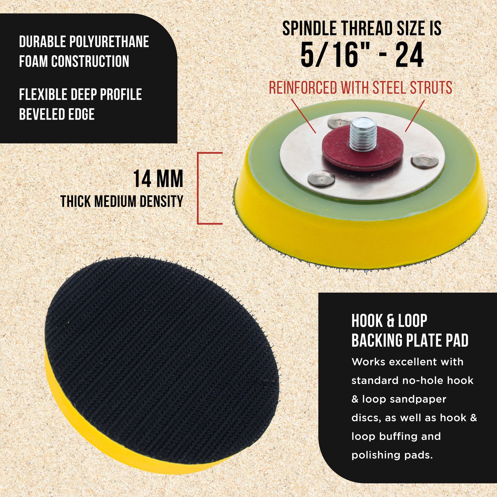 2 Dura-Gold 3" Hook & Loop DA Backing Plate Pads Thick, for Auto Sander Polisher gallery