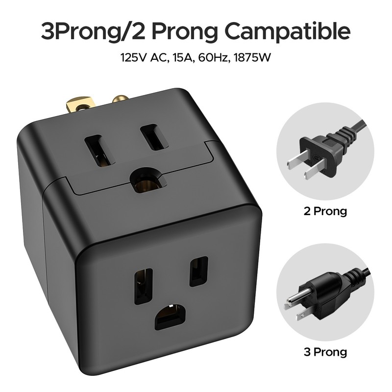 3-PACK Adapter, Multi Plug Wall Outlet Extender, Grounded Wall Tap Power Plug gallery