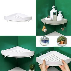 US 1-2Pc Triangular Shower Shelf Corner Storage Rack Bathroom Organizer Holder