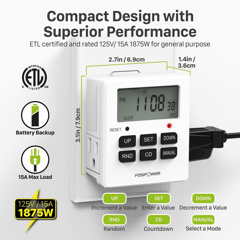7 Day Digital LCD Electric Programmable Dual Outlet Plug In Clock Timer Switch gallery