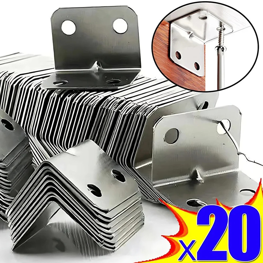 20pcs Stainless Steel L Shape Angle Brackets Furniture Connectors - NEW gallery