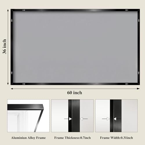 Mirrors for Wall, 36x60 Inch Bathroom Mirror, Rectangular 60"L x 36"W Black gallery