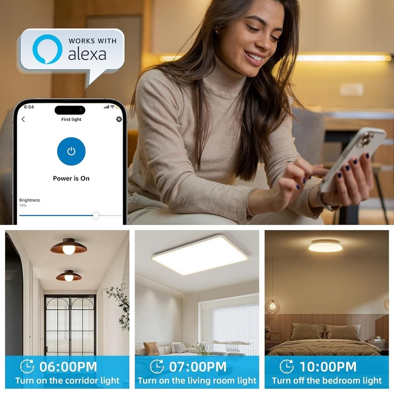 Smart Remote Light Switch, 2 Remotes for Multi-Location Control, Works with Alex gallery