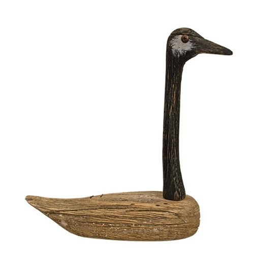 New Primitive RUSTIC WOOD GOOSE FIGURE Statue Black Tan 10" gallery