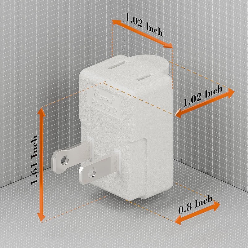 Polarized 2-Prong L Type Adapter, Vertical Right Angled Down Angle AC Adapter wi gallery