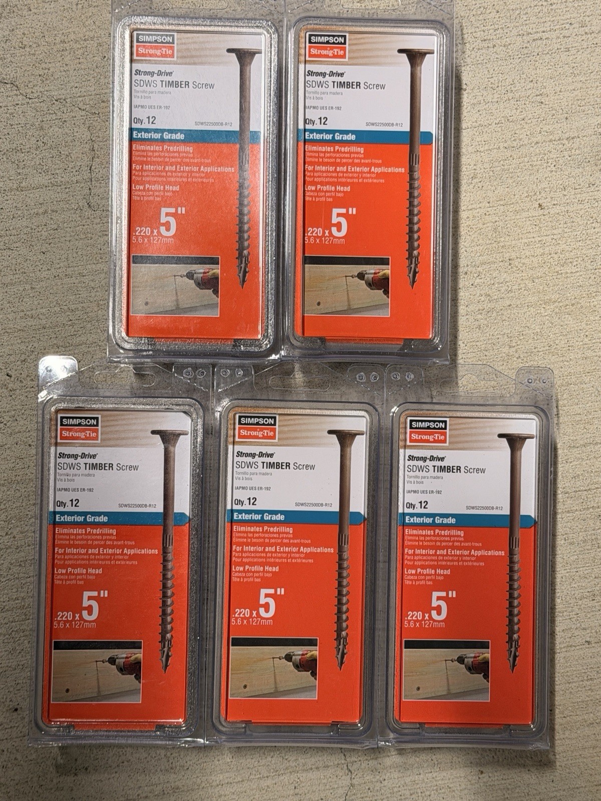 60 Screws Simpson SDWS22500DB-R12 Strong-Drive SDWS TIMBER Screw gallery