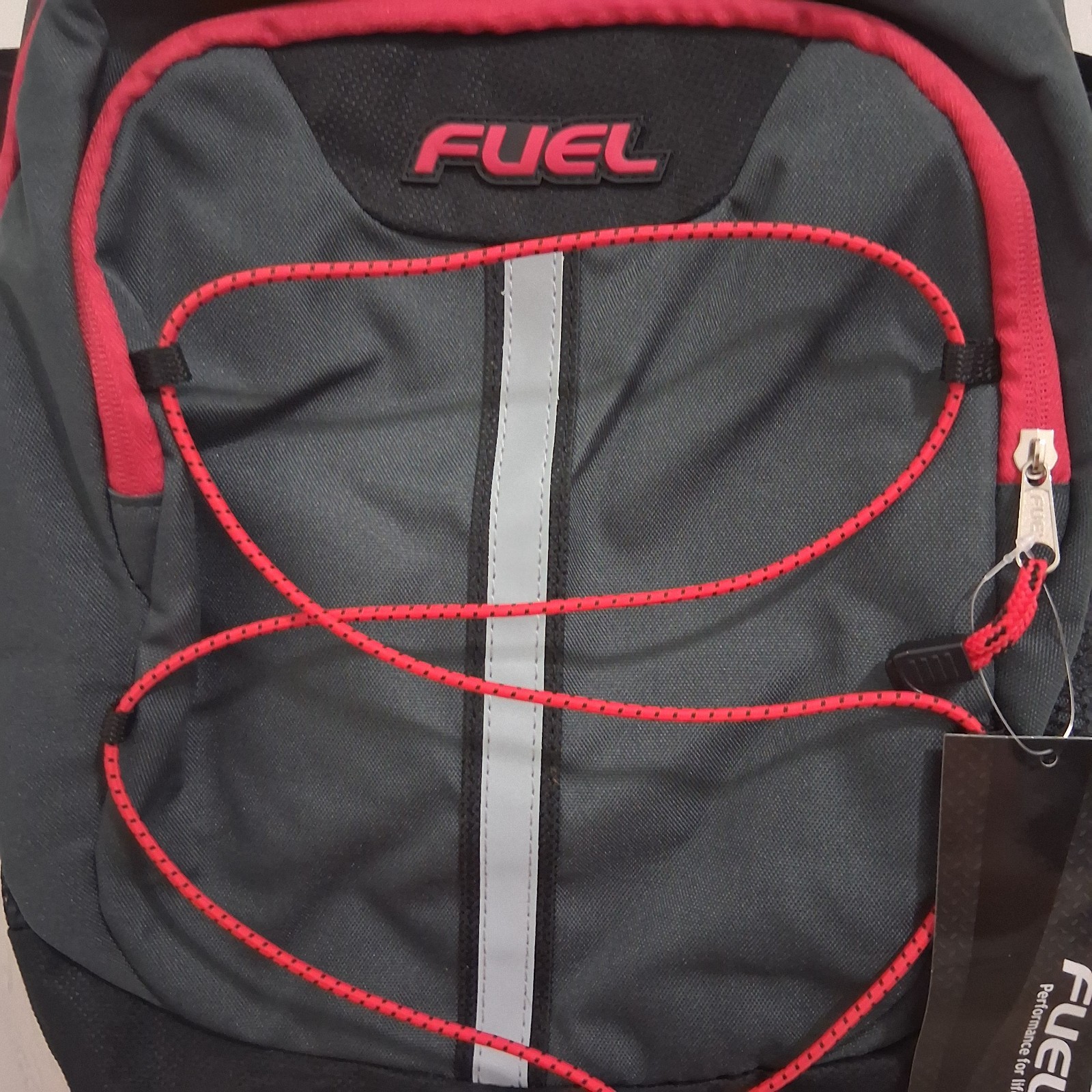 Fuel Black and Red Hiking Backpack Reflective Strip 4 Pockets Polyester 2