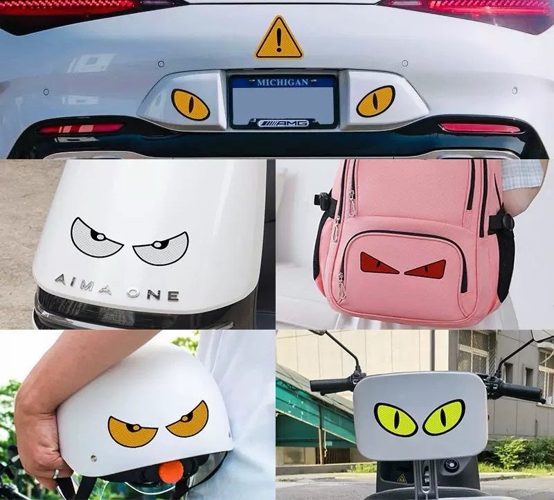 Green Big Eyes Car Sticker Wall Sticker Cartoon 3D Decal Sticker for Bike/ Car gallery