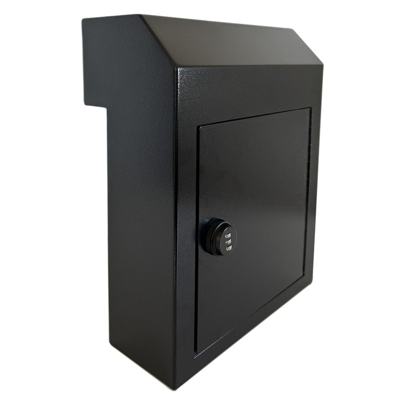 OPEN BOX Rainproof Through the Door Safe Mailbox with Combination Lock, Black gallery