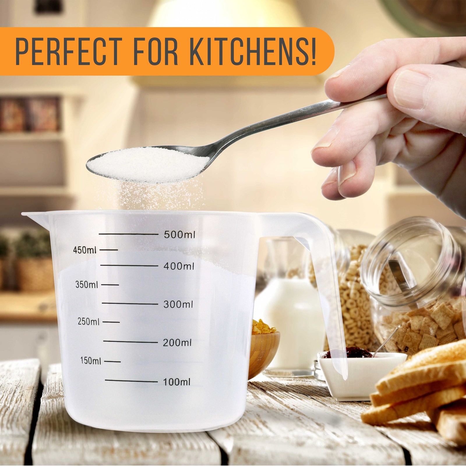 6 - 16 oz (500 ml) Plastic Graduated Measuring Cups, Kitchen Measure Mix Ounces gallery