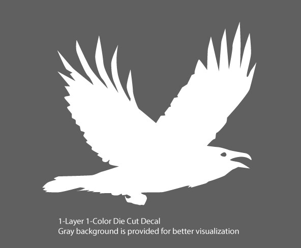Wildlife - Birds - Flying Raven/Crow Decal - 6Yrs Outdoor Vinyl Die-Cut Sticker gallery
