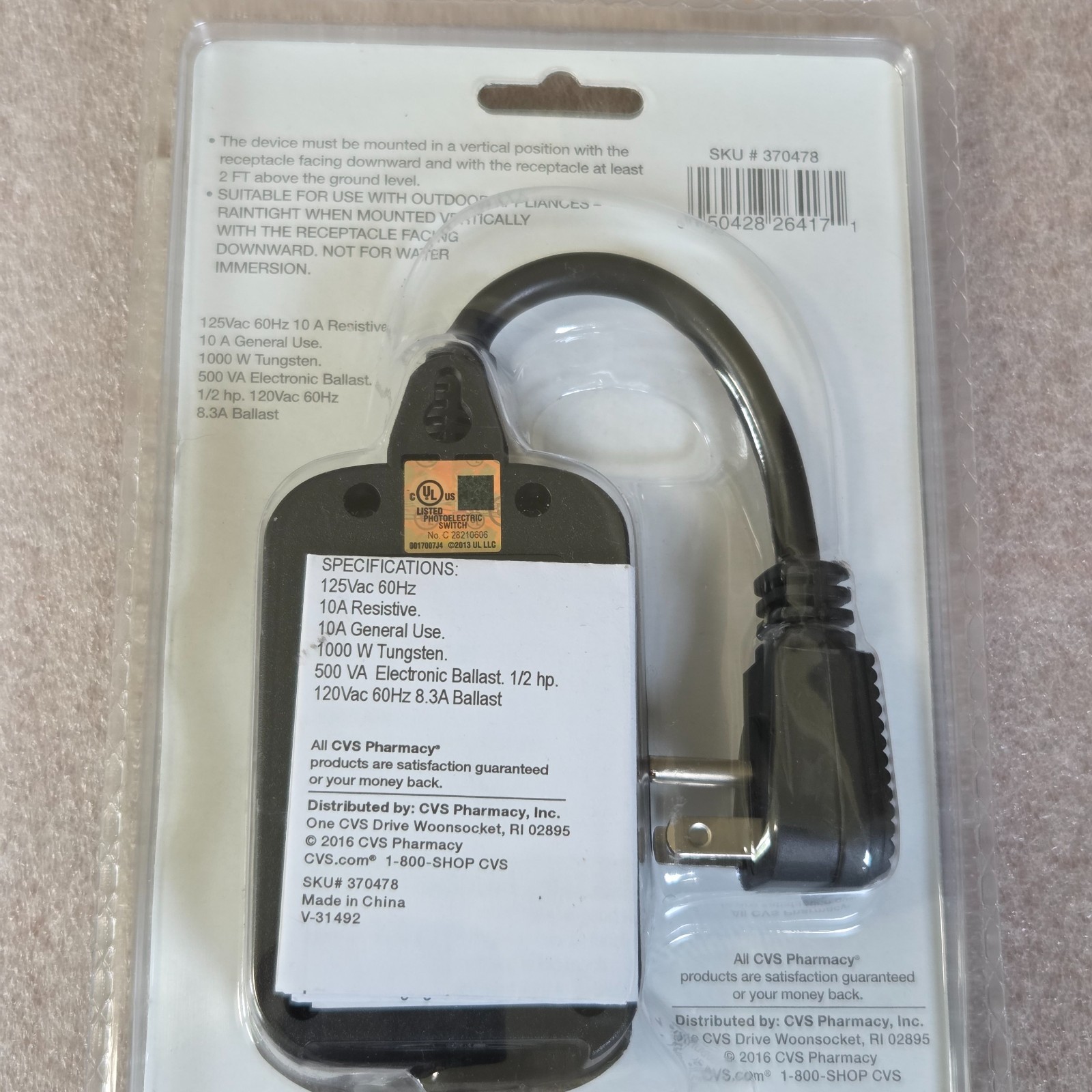 Outdoor Mechanical Timer 2-8 hours or Dusk to Dawn, Single Outlet - New, Sealed gallery