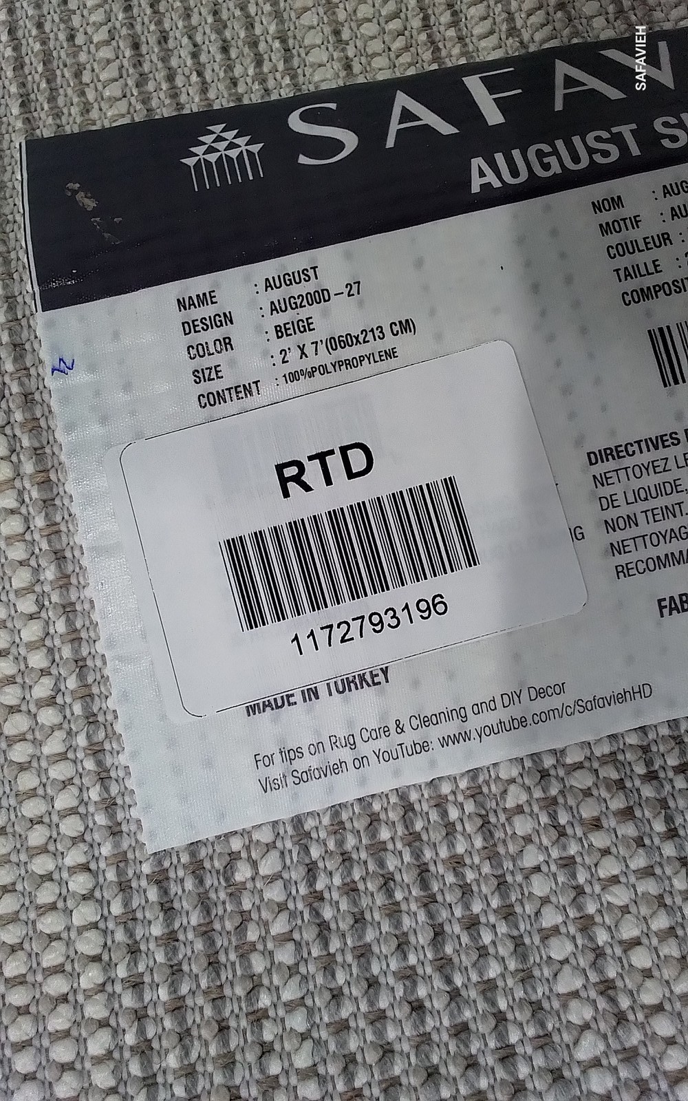 BEIGE 2'-0" x 7'-0" Flaw in Rug, Reduced Price 1172793196 AUG200D-27 gallery
