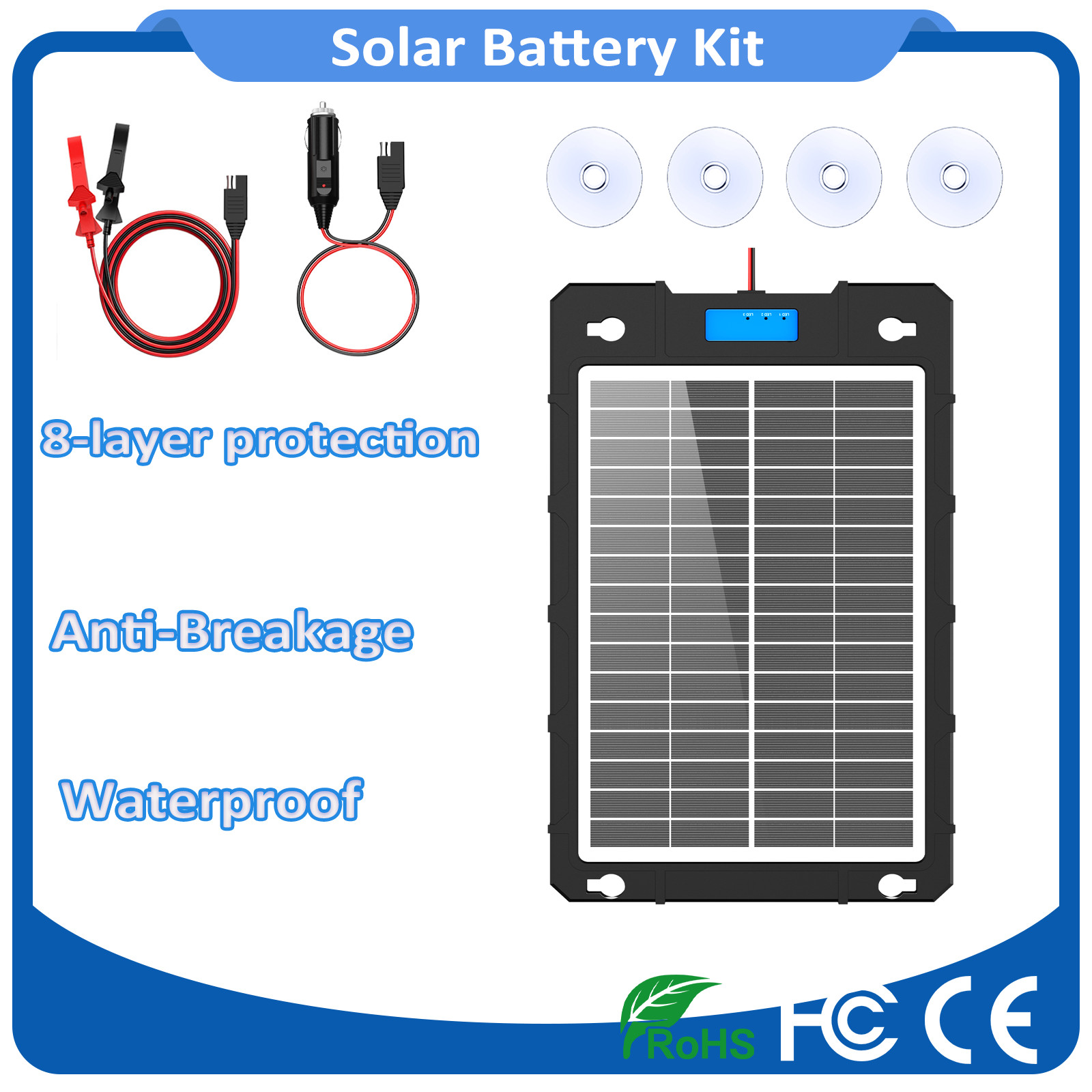 Solar Battery Trickle Charger Maintainer 12v Solar Panel Kit Car Portable 7.5W gallery
