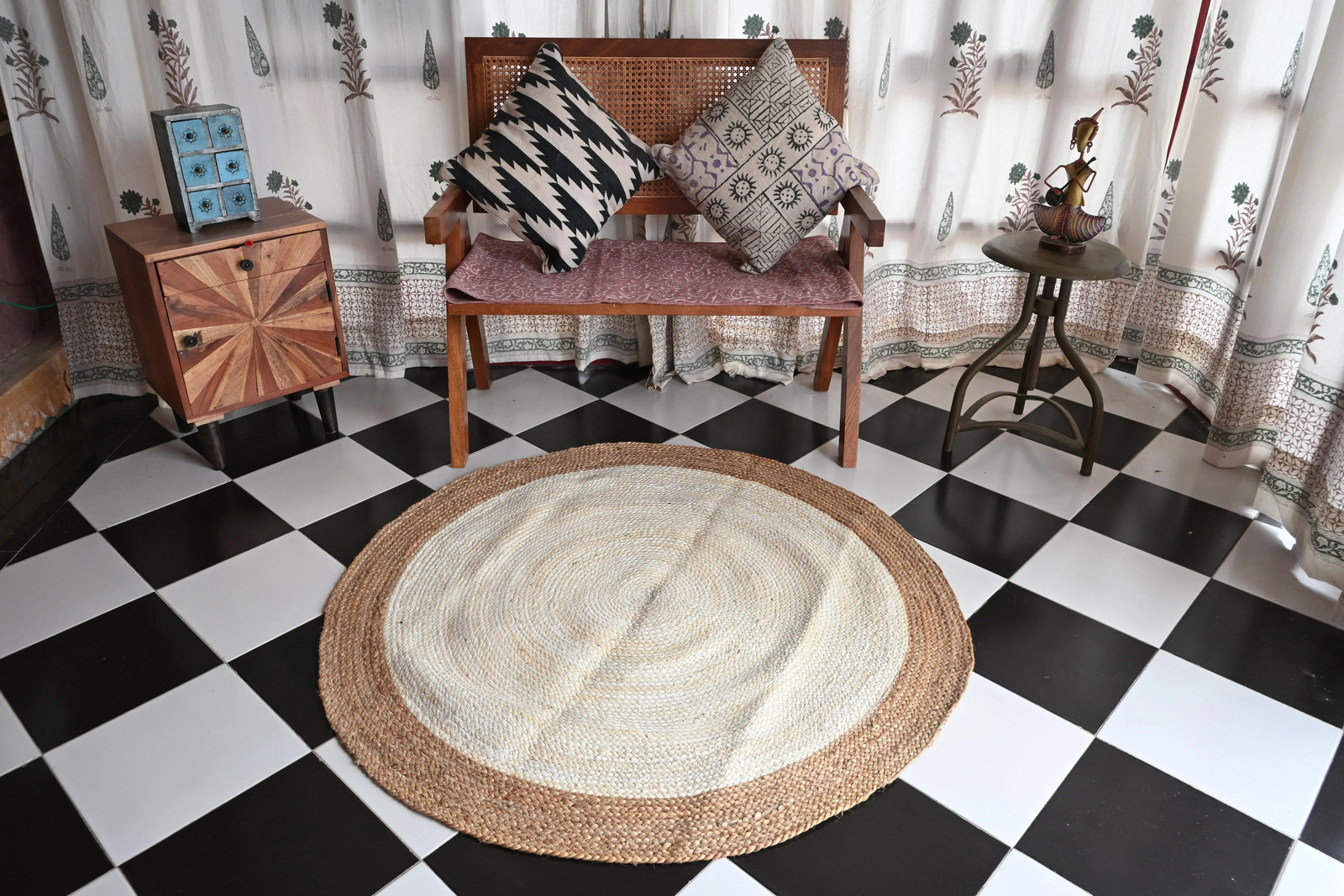 Rugmoda Jute Natural & Ivory Braided 4x4 ft Round Rug for Living Room Bedroom gallery