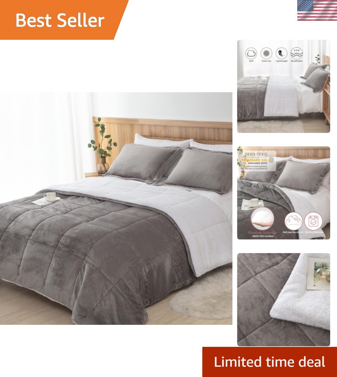Ultra Soft Sherpa Comforter Set Full Queen, Fall Winter All Season Down Alter... gallery