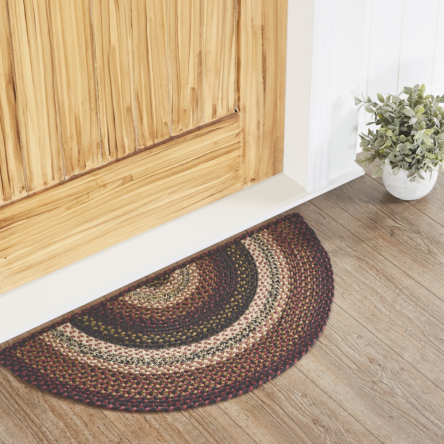 Beckham Rug, Jute Blend, Half Circle, Red Black Tan, 16.5x33 inches VHC Brands gallery