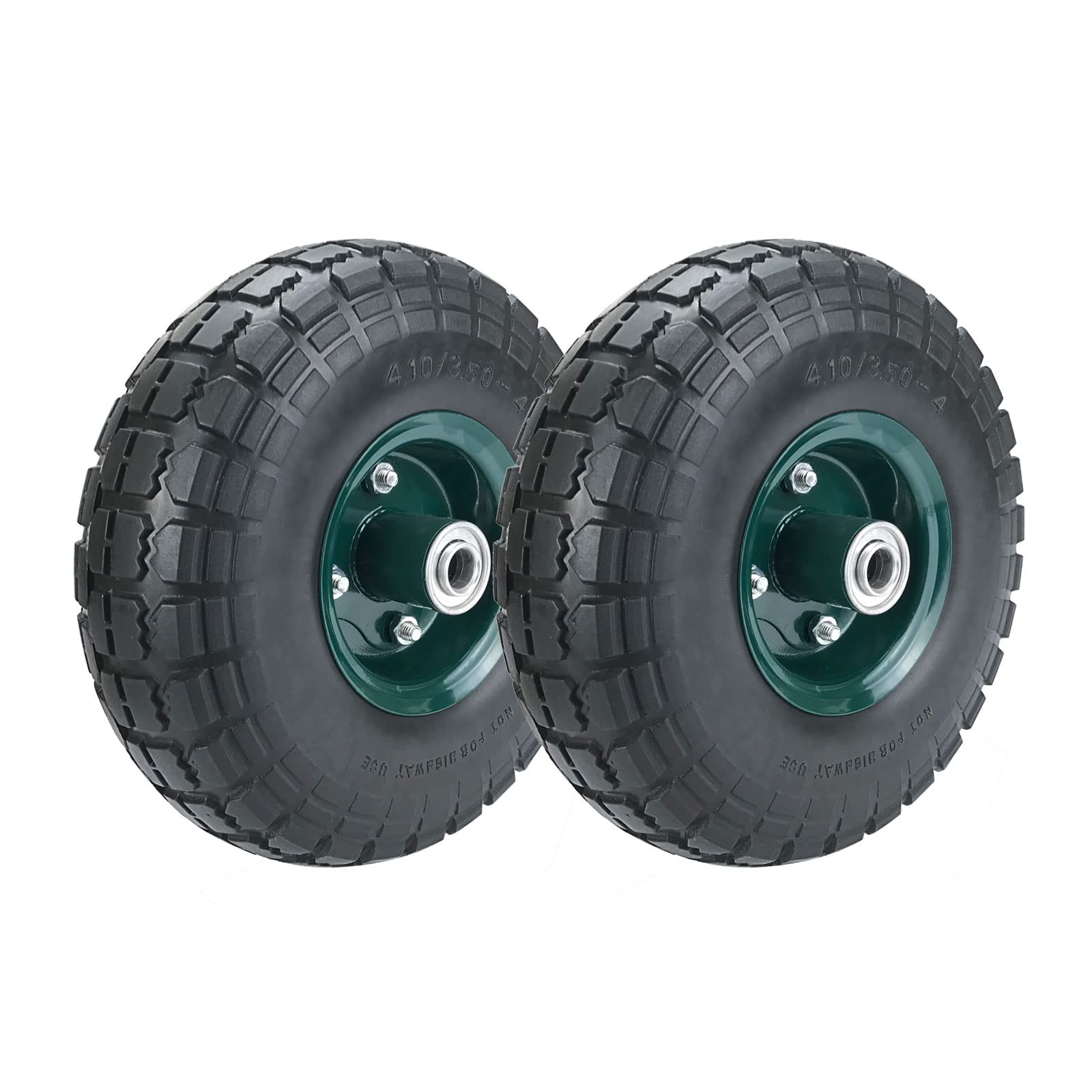 2 Pcs 10" Flat Free Tires Solid Pneumatic Tires Wheels, 4.10/3.50-4 Air Less ... gallery