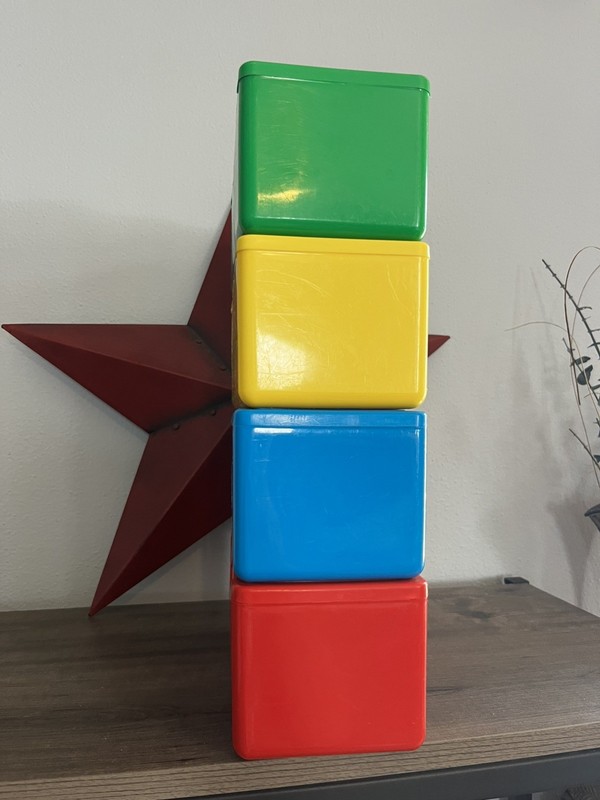 Chubs Stackables 4 Empty Building Blocks Empty Canister Baby Wipe Container gallery