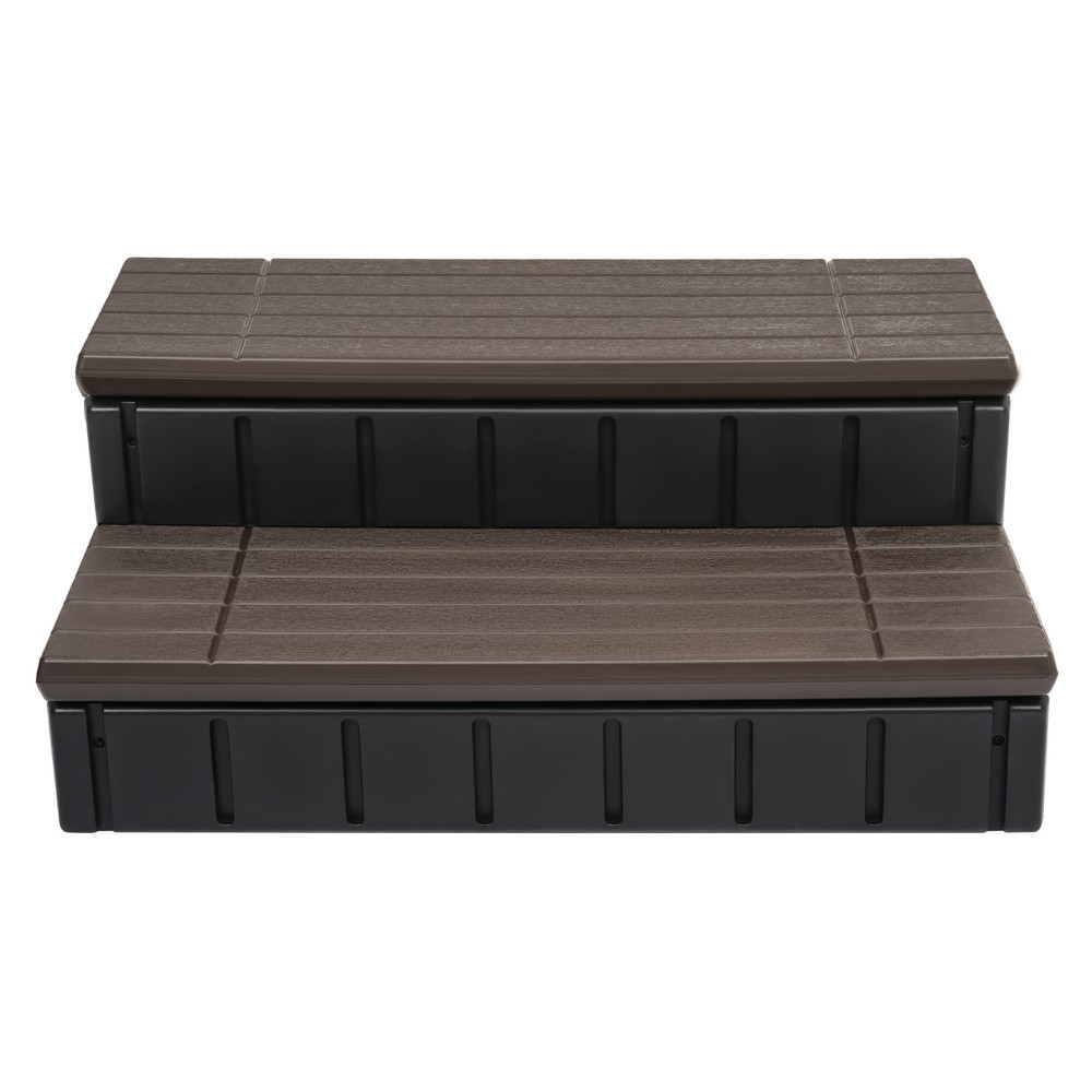 36'' Universal 2 Slip-Resistant Spa & Hot Tub Spa Steps with Storage Brown+Black