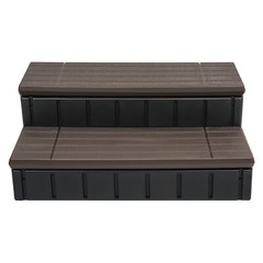 36” Universal 2 Slip-Resistant Spa & Hot Tub Spa Steps with Storage Brown+Black