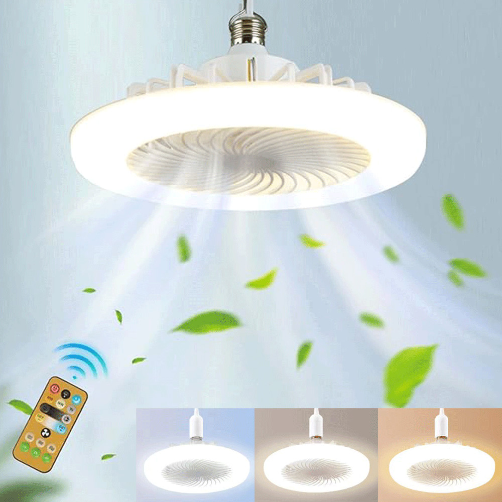 2 In 1 E27 Socket Fan Light With Remote Ceiling Fan Adjustable LED Smart 3 Speed gallery