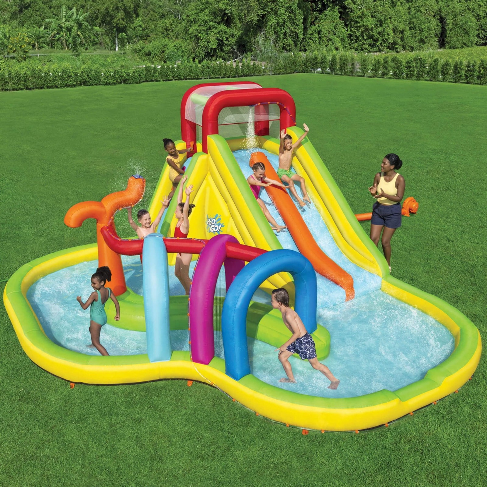 H2OGO! Spray Bay Kids Inflatable Mega Water Park blow up slide with BLOWER gallery