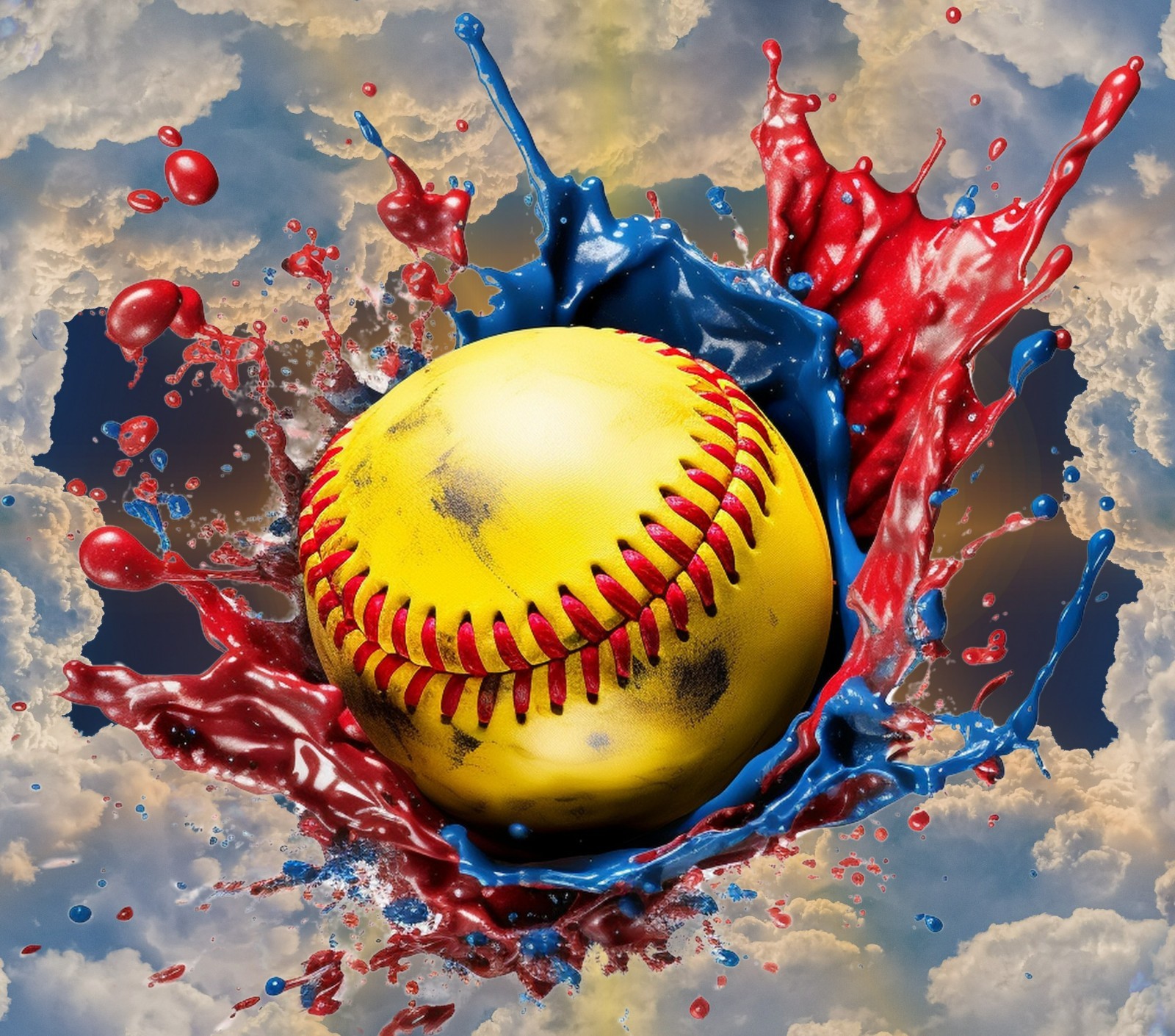 Red and Blue Softball Sticker Decal Laptop Wall Mirror Cup Tumblr Locker Bin gallery