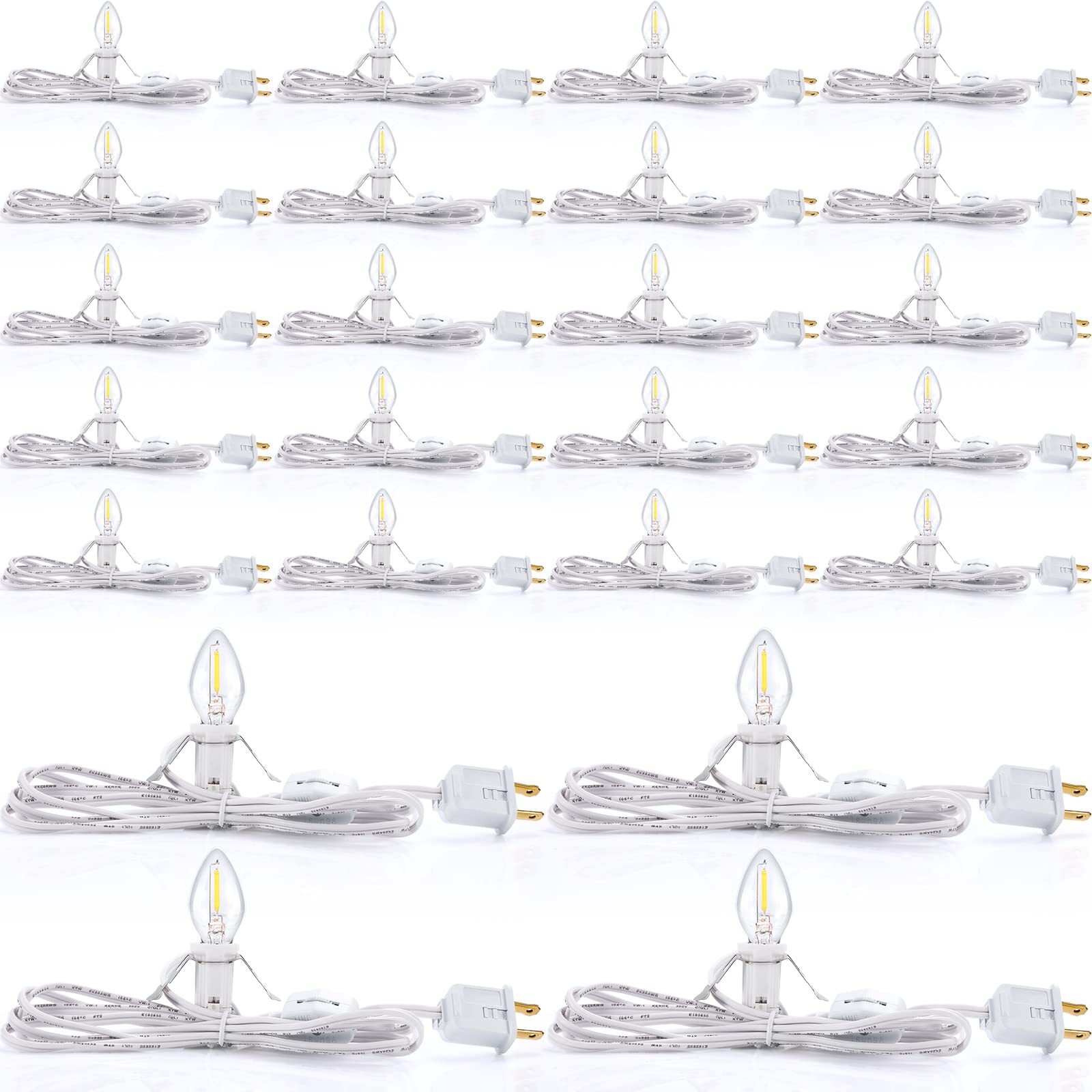 Accessory Cord Kit – 24-Pack 6 Ft LED Light Bulb Warm Light Cord Set White gallery