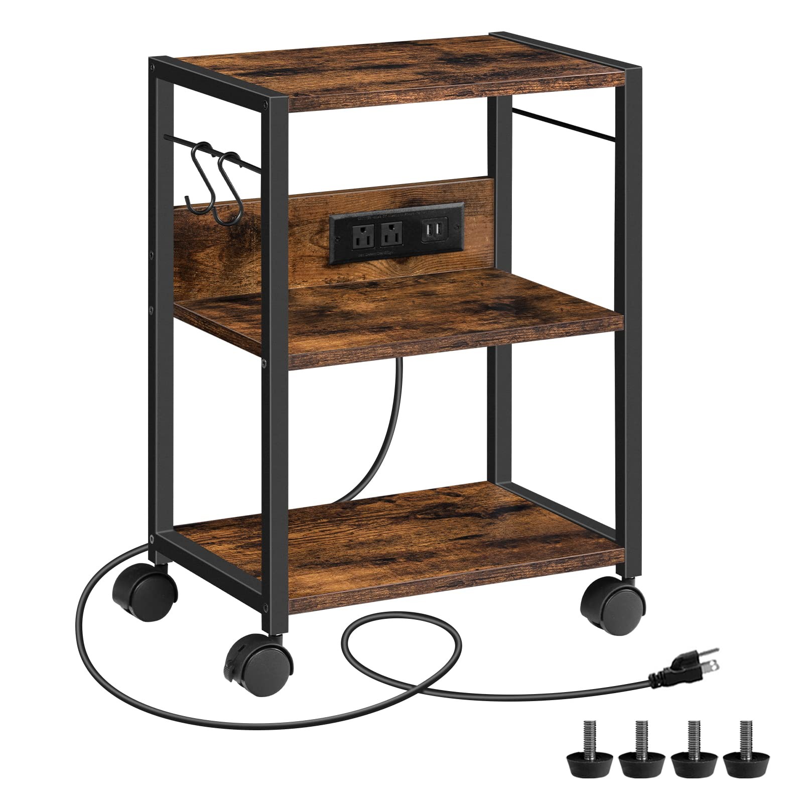 Industrial Printer Cart, 3-Tier Mobile Printer Stand, Rolling Cart with Power... gallery