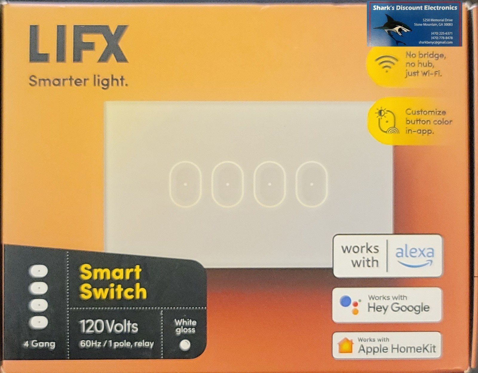 LIFX SMART SWITCH 120V - 60HZ- 1 POLE, RELAY- 4 GANG- WHITE GLOSS (31D) gallery
