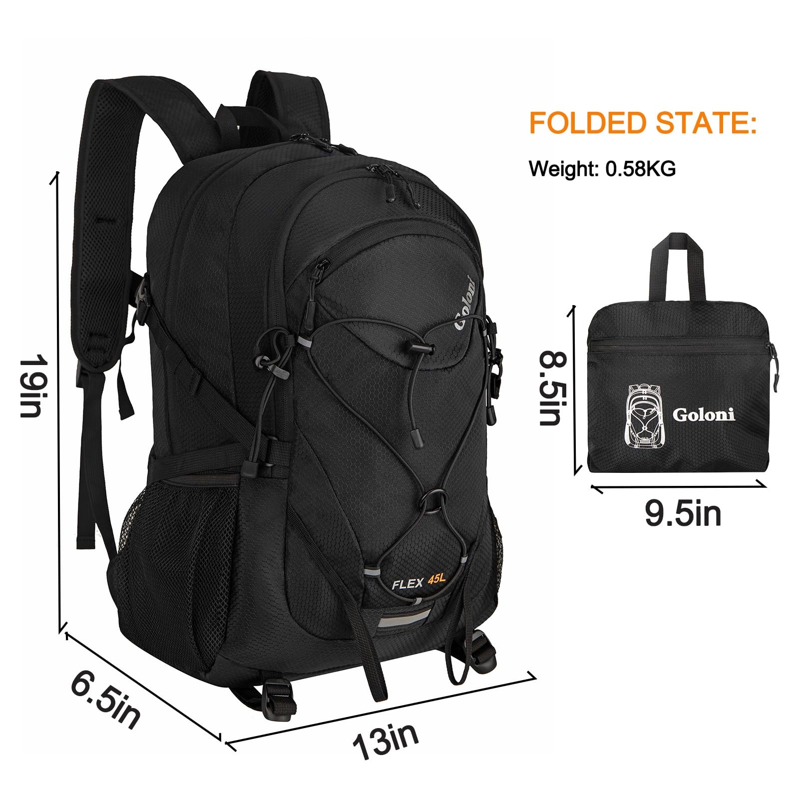 45L Hiking Backpack Lightweight Foldable, Waterproof Camping Backpack with Ra... 2