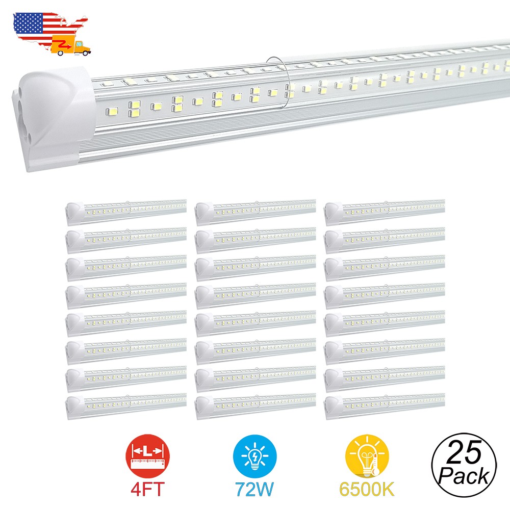 25 Pack 4' Integrated LED Shop Light Fixture Garage 72W V-Shape Led Tube Light gallery