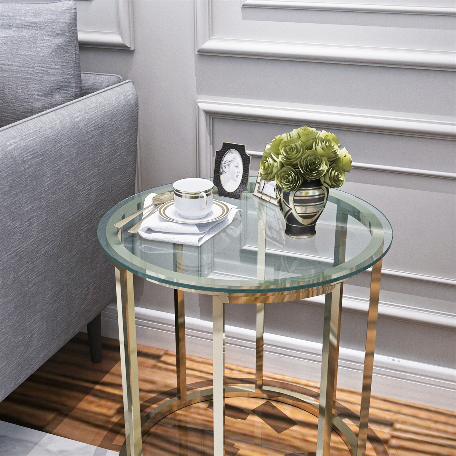 20 inch to 36 Inch Round Tempered Glass Table Top 1/4" Thick Flat Polished Edge gallery