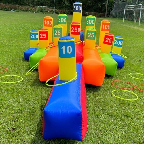 Inflatable Ring Toss Throwing Game w/Blower & 20 Rings – Interactive Hoopla Game gallery