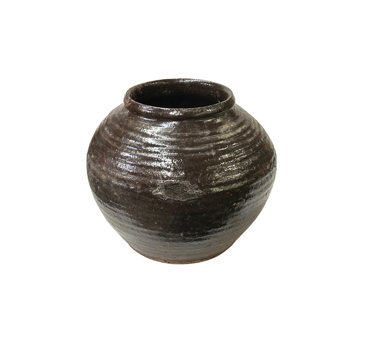 Vintage Earthy Rustic Brown Black Village Rural Pottery Ceramic Pot Vase JK236 gallery